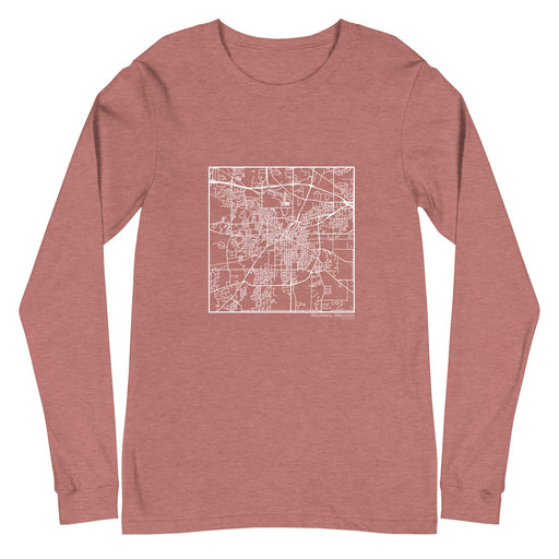 Waukesha Wisconsin  Map Unisex Long-Sleeve T-shirt with City inscription in Heather Mauve