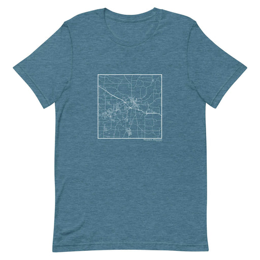 Waupaca Wisconsin  Map Unisex T-Shirt with City inscription in Heather Teal