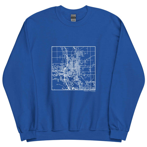 Wausau Wisconsin  Map Unisex Crewneck Sweater with City inscription in Royal Blue