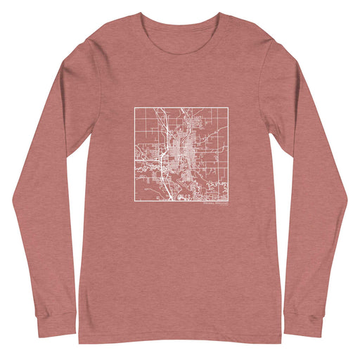Wausau Wisconsin  Map Unisex Long-Sleeve T-shirt with City inscription in Heather Mauve