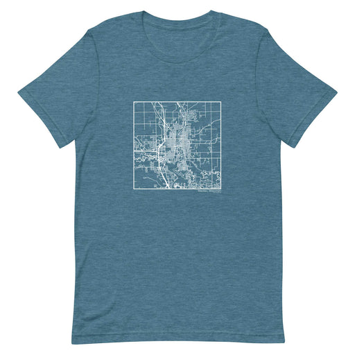 Wausau Wisconsin  Map Unisex T-Shirt with City inscription in Heather Teal