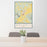 24x36 Waverly Ohio Map Print Portrait Orientation in Woodblock Style Behind 2 Chairs Table and Potted Plant