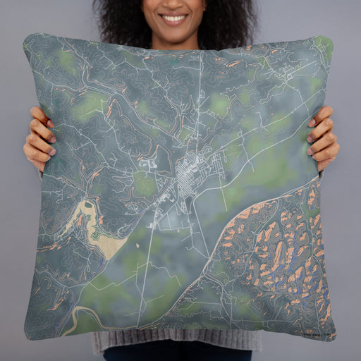 Person holding 22x22 Custom Waverly Ohio Map Throw Pillow in Afternoon