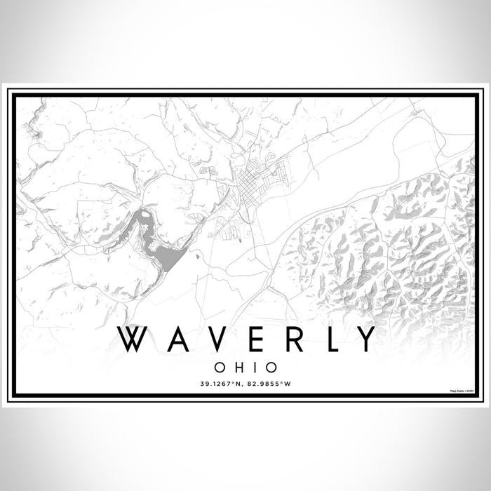 Waverly Ohio Map Print Landscape Orientation in Classic Style With Shaded Background