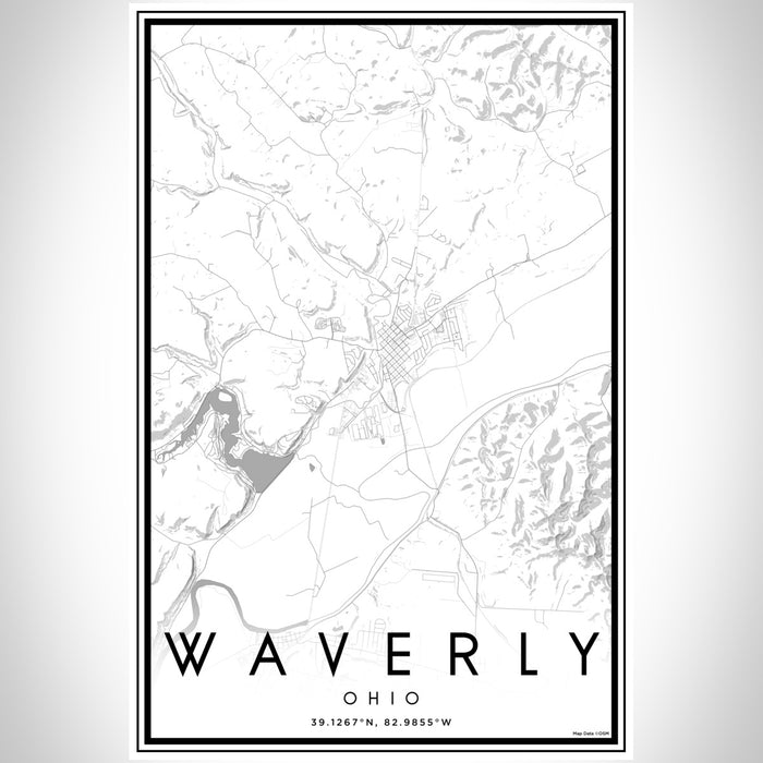 Waverly Ohio Map Print Portrait Orientation in Classic Style With Shaded Background