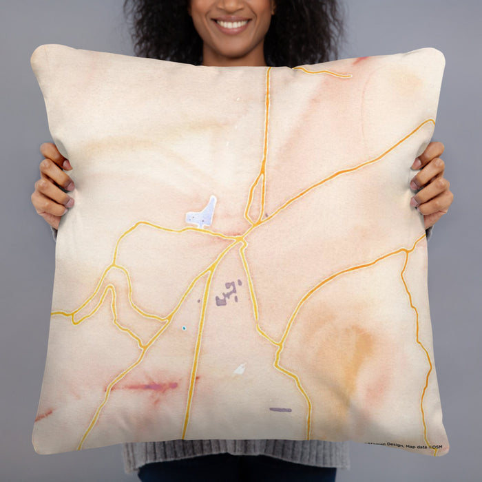 Person holding 22x22 Custom Waverly Ohio Map Throw Pillow in Watercolor