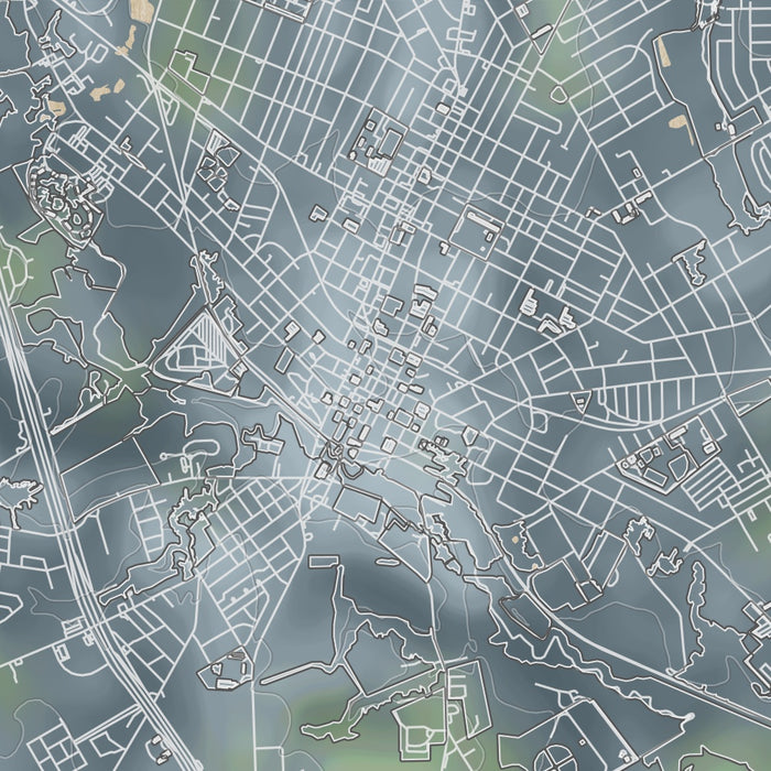 Waxahachie Texas Map Print in Afternoon Style Zoomed In Close Up Showing Details