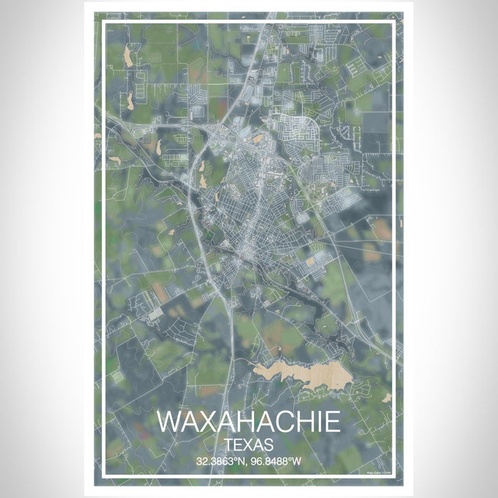 Waxahachie Texas Map Print Portrait Orientation in Afternoon Style With Shaded Background