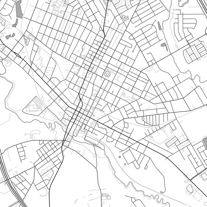 Waxahachie Texas Map Print in Classic Style Zoomed In Close Up Showing Details