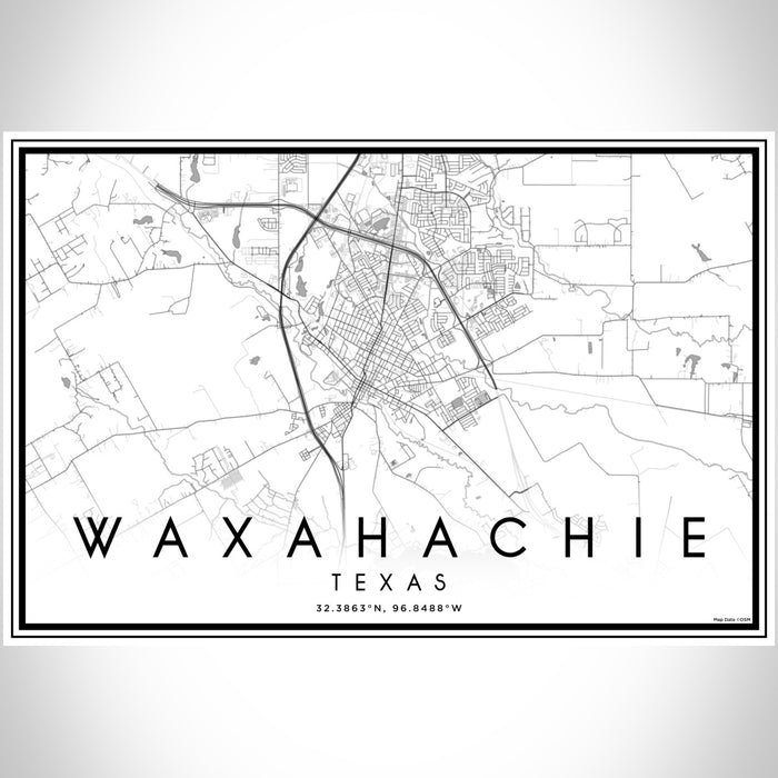 Waxahachie Texas Map Print Landscape Orientation in Classic Style With Shaded Background