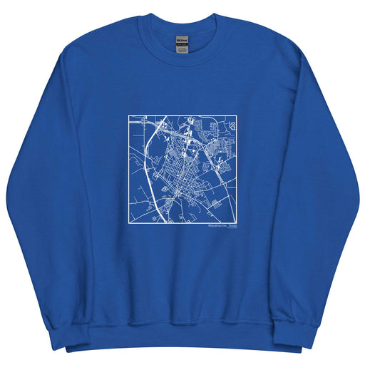 Waxahachie Texas  Map Unisex Crewneck Sweater with City inscription in Royal Blue