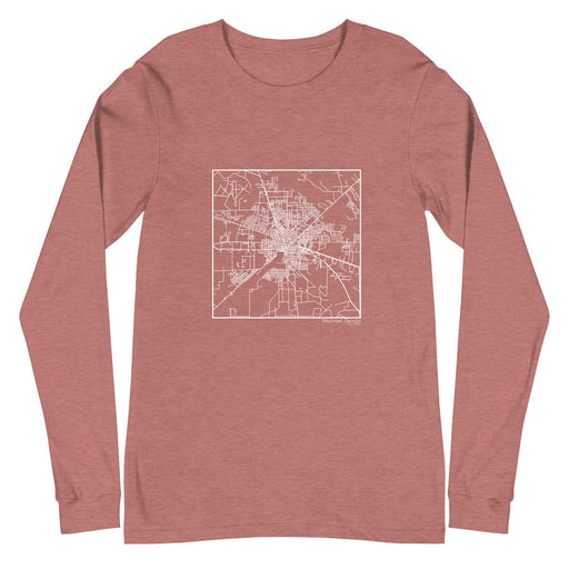 Waycross Georgia  Map Unisex Long-Sleeve T-shirt with City inscription in Heather Mauve