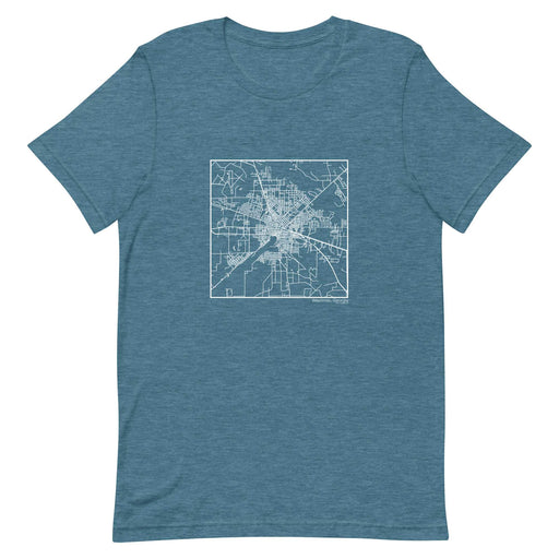 Waycross Georgia  Map Unisex T-Shirt with City inscription in Heather Teal
