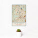 12x18 Wayne New Jersey Map Print Portrait Orientation in Woodblock Style With Small Cactus Plant in White Planter