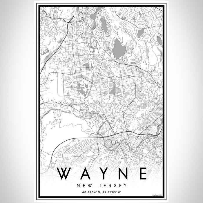 Wayne New Jersey Map Print Portrait Orientation in Classic Style With Shaded Background