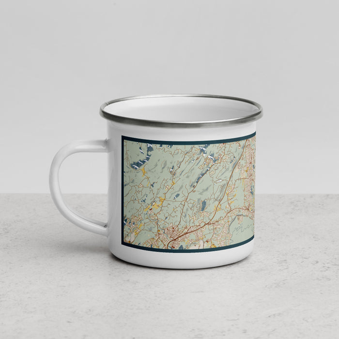 Left View Custom Wayne New Jersey Map Enamel Mug in Woodblock