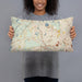 Person holding 20x12 Custom Wayne New Jersey Map Throw Pillow in Woodblock