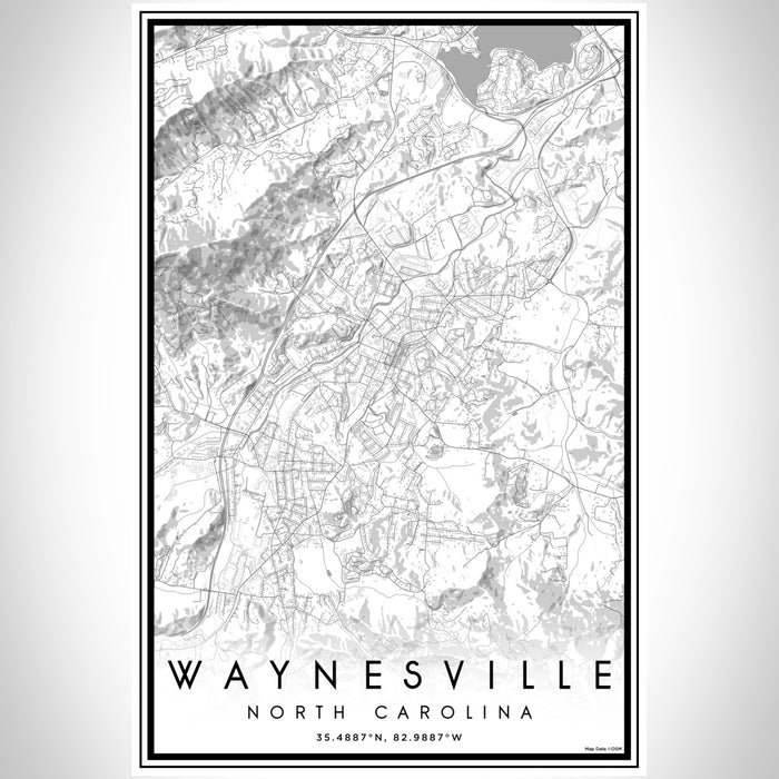 Waynesville North Carolina Map Print Portrait Orientation in Classic Style With Shaded Background