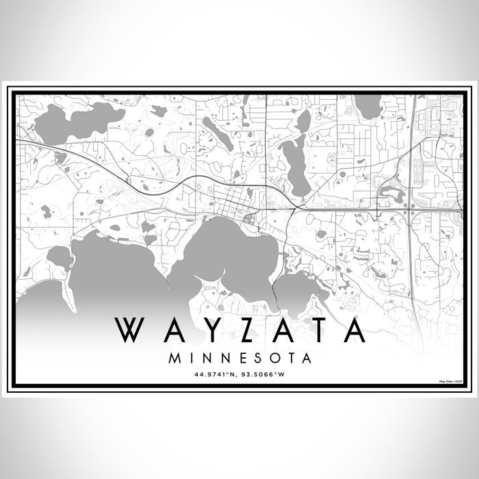Wayzata Minnesota Map Print Landscape Orientation in Classic Style With Shaded Background