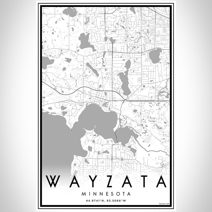 Wayzata Minnesota Map Print Portrait Orientation in Classic Style With Shaded Background