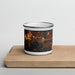 Front View Custom Wayzata Minnesota Map Enamel Mug in Ember on Cutting Board