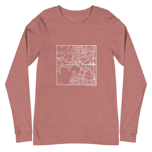 Wayzata Minnesota  Map Unisex Long-Sleeve T-shirt with City inscription in Heather Mauve