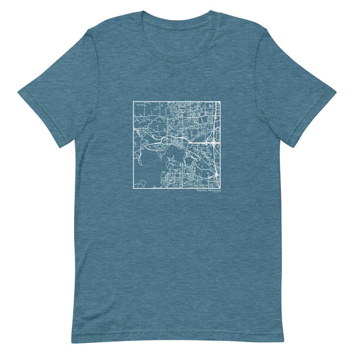 Wayzata Minnesota  Map Unisex T-Shirt with City inscription in Heather Teal