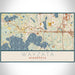 Wayzata Minnesota Map Print Landscape Orientation in Woodblock Style With Shaded Background