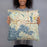 Person holding 18x18 Custom Wayzata Minnesota Map Throw Pillow in Woodblock