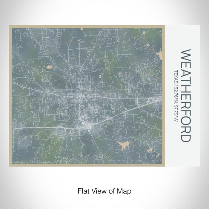 Rendered View of Weatherford Texas Map on 20oz Stainless Steel Insulated Bottle with Bamboo Top with printed afternoon style map