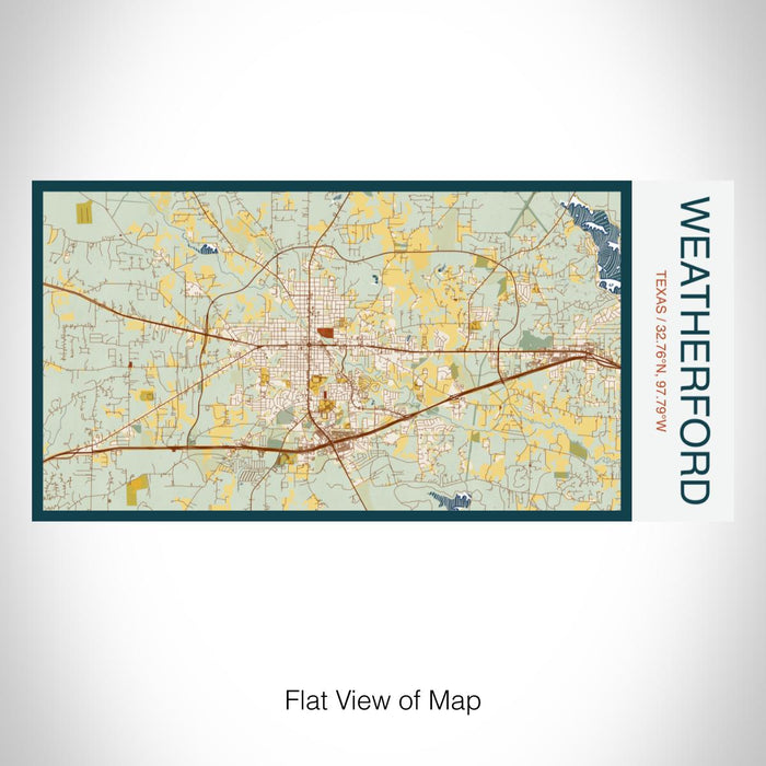 Rendered View of Weatherford Texas Map on 17oz Stainless Steel Insulated Bottle with printed woodblock style map