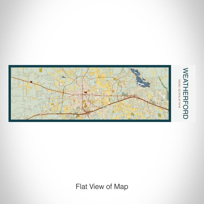Rendered View of Weatherford Texas Map on 10oz Stainless Steel Insulated Cup in Woodblock with Sliding Lid