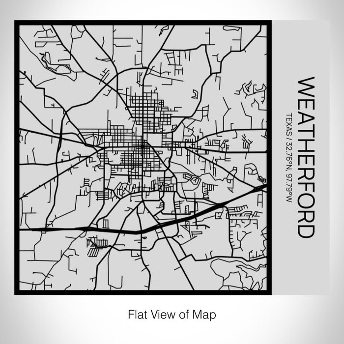 Rendered View of Weatherford Texas Map on 17oz Stainless Steel Insulated Tumbler in Tactile Lines with Succulent in Background