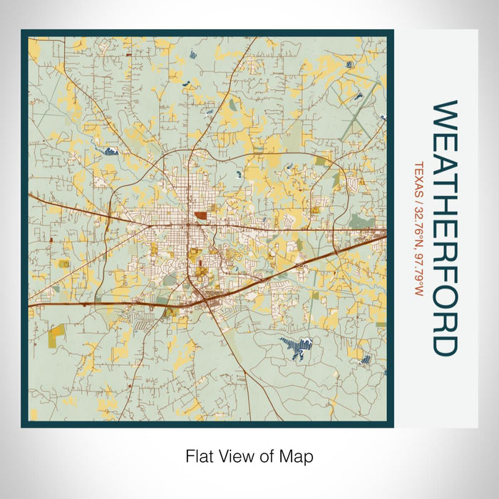 Rendered View of Weatherford Texas Map on 17oz Stainless Steel Insulated Tumbler in Woodblock Map Style