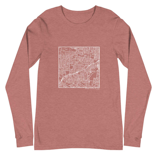 Webster Groves St. Louis  Map Unisex Long-Sleeve T-shirt with City inscription in Heather Mauve