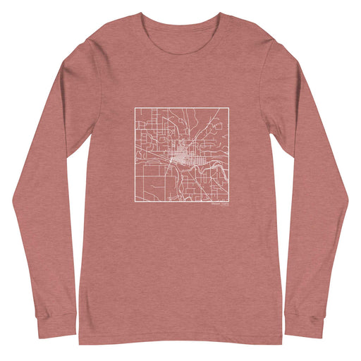 Weiser Idaho  Map Unisex Long-Sleeve T-shirt with City inscription in Heather Mauve