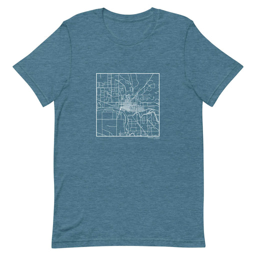 Weiser Idaho  Map Unisex T-Shirt with City inscription in Heather Teal