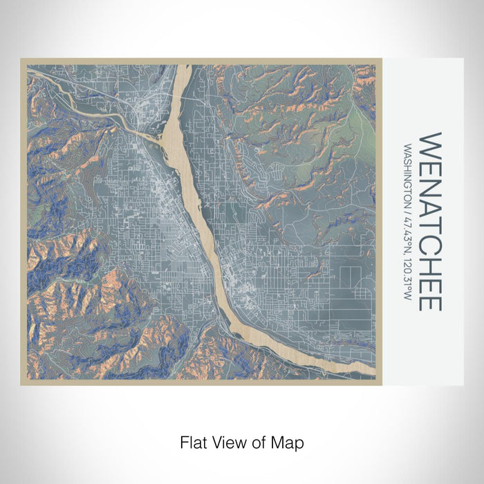 Rendered View of Wenatchee Washington Map on 20oz Stainless Steel Insulated Bottle with Bamboo Top with printed afternoon style map