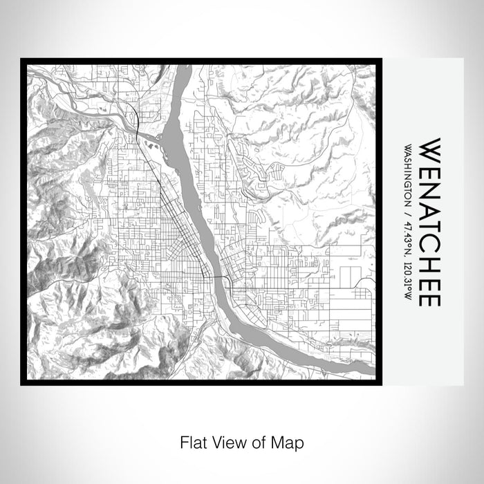Rendered View of Wenatchee Washington Map on 20oz Stainless Steel Insulated Bottle with Bamboo Top with printed classic style map