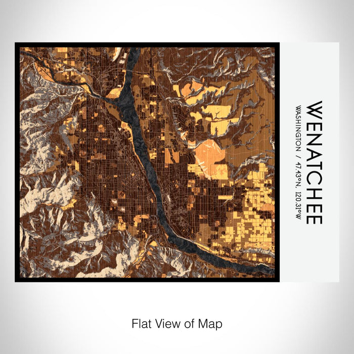 Rendered View of Wenatchee Washington Map on 20oz Stainless Steel Insulated Bottle with Bamboo Top with printed ember style map