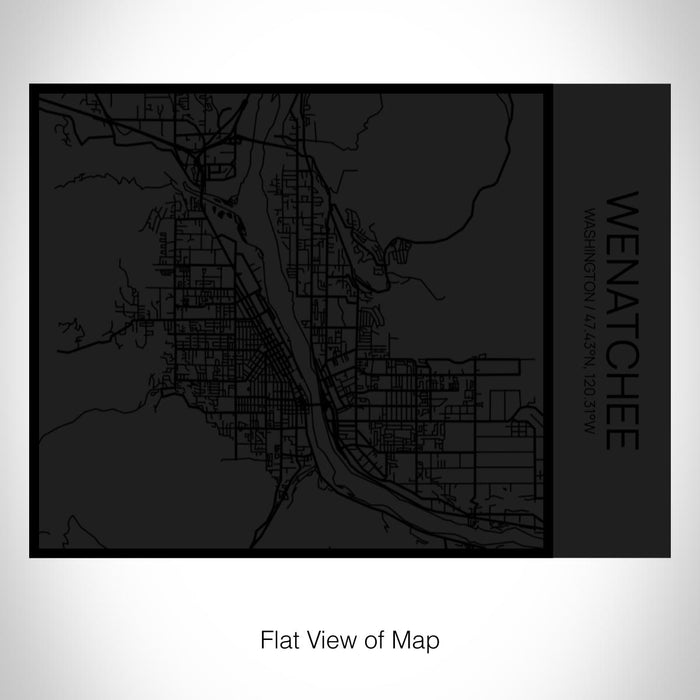 Rendered View of Wenatchee Washington Map on 20oz Stainless Steel Insulated Bottle with Bamboo Top in Matte Black with printed Tactile Lines Map in Black