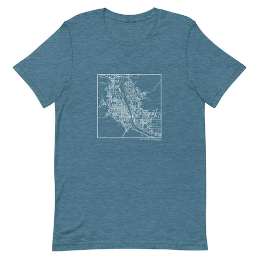 Wenatchee Washington  Map Unisex T-Shirt with City inscription in Heather Teal