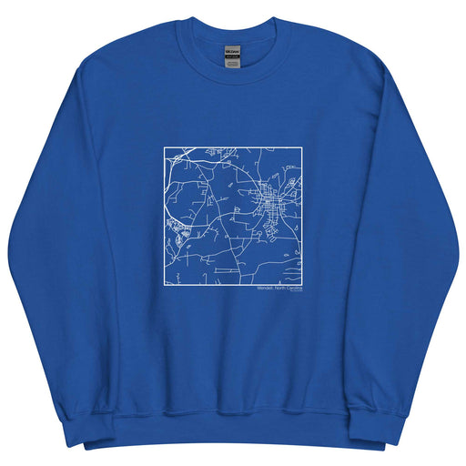 Wendell North Carolina  Map Unisex Crewneck Sweater with City inscription in Royal Blue