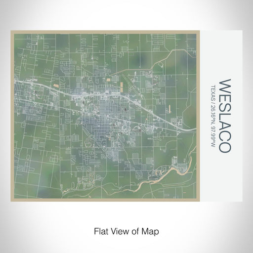 Rendered View of Weslaco Texas Map on 20oz Stainless Steel Insulated Bottle with Bamboo Top with printed afternoon style map