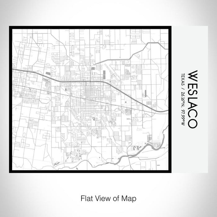 Rendered View of Weslaco Texas Map on 20oz Stainless Steel Insulated Bottle with Bamboo Top with printed classic style map