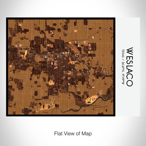 Rendered View of Weslaco Texas Map on 20oz Stainless Steel Insulated Bottle with Bamboo Top with printed ember style map