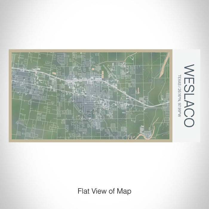 Rendered View of Weslaco Texas Map on 17oz Stainless Steel Insulated Bottle with printed afternoon style map