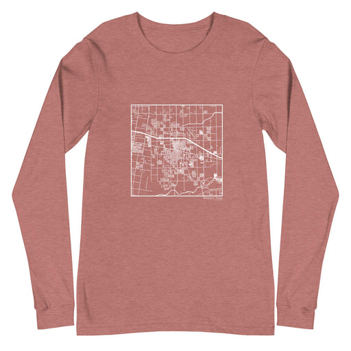 Weslaco Texas  Map Unisex Long-Sleeve T-shirt with City inscription in Heather Mauve