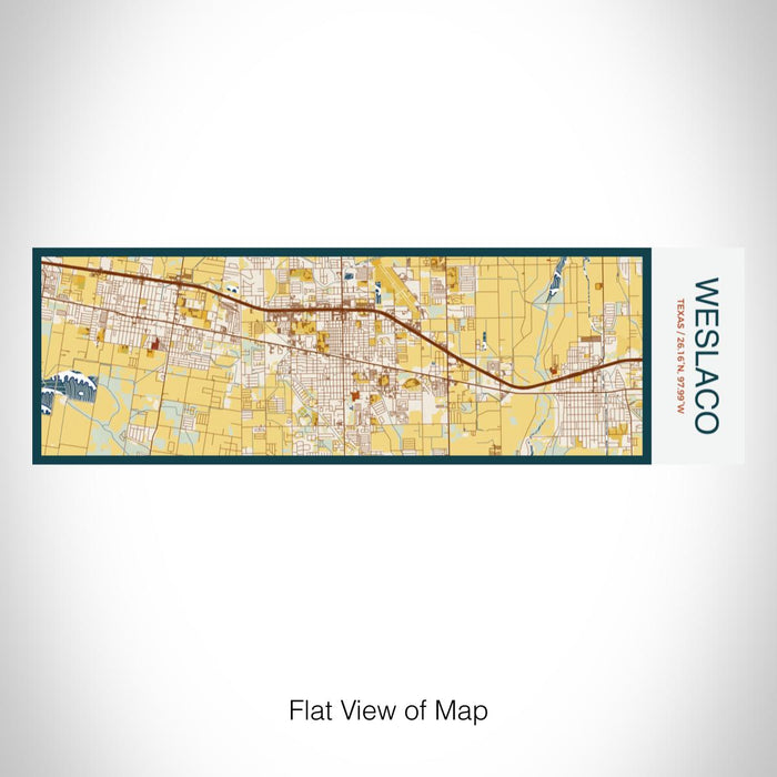Rendered View of Weslaco Texas Map on 10oz Stainless Steel Insulated Cup in Woodblock with Sliding Lid