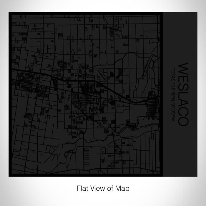 Rendered View of Weslaco Texas Map on 17oz Stainless Steel Insulated Tumbler in Matte Black with Tactile Lines
